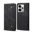 For Realme 14 5G Global Denim Texture Casual Style Horizontal Flip Leather Case(Black) - 1
