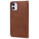 For iPhone 12 mini 2 in 1 Solid Color Detachable PU Leather Case with Card Slots & Magnetic Holder & Photo Frame & Wallet & Strap(Brown) - 3