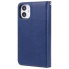 For iPhone 12 mini 2 in 1 Solid Color Detachable PU Leather Case with Card Slots & Magnetic Holder & Photo Frame & Wallet & Strap(Blue) - 3