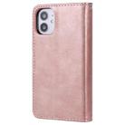 For iPhone 12 mini 2 in 1 Solid Color Detachable PU Leather Case with Card Slots & Magnetic Holder & Photo Frame & Wallet & Strap(Rose Gold) - 3