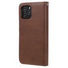 For iPhone 12 / 12 Pro 2 in 1 Solid Color Detachable PU Leather Case with Card Slots & Magnetic Holder & Photo Frame & Wallet & Strap(Brown) - 3