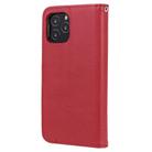 For iPhone 12 / 12 Pro 2 in 1 Solid Color Detachable PU Leather Case with Card Slots & Magnetic Holder & Photo Frame & Wallet & Strap(Red) - 2