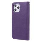 For iPhone 12 Pro Max 2 in 1 Solid Color Detachable PU Leather Case with Card Slots & Magnetic Holder & Photo Frame & Wallet & Strap(Purple) - 3