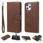 For iPhone 12 Pro Max 2 in 1 Solid Color Detachable PU Leather Case with Card Slots & Magnetic Holder & Photo Frame & Wallet & Strap(Brown) - 1