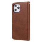 For iPhone 12 Pro Max 2 in 1 Solid Color Detachable PU Leather Case with Card Slots & Magnetic Holder & Photo Frame & Wallet & Strap(Brown) - 3