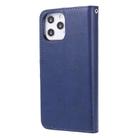 For iPhone 12 Pro Max 2 in 1 Solid Color Detachable PU Leather Case with Card Slots & Magnetic Holder & Photo Frame & Wallet & Strap(Blue) - 3