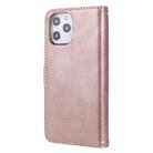 For iPhone 12 Pro Max 2 in 1 Solid Color Detachable PU Leather Case with Card Slots & Magnetic Holder & Photo Frame & Wallet & Strap(Rose Gold) - 3