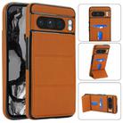 For Google Pixel 8 Pro Tri-fold Holder Leather Phone Case with Card Slot(Brown) - 1