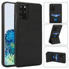 For Samsung Galaxy S20+ Tri-fold Holder Leather Phone Case with Card Slot(Black) - 1