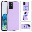For Samsung Galaxy S20+ Tri-fold Holder Leather Phone Case with Card Slot(Light Purple) - 1