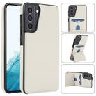 For Samsung Galaxy S21+ 5G Tri-fold Holder Leather Phone Case with Card Slot(White) - 1
