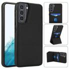 For Samsung Galaxy S21+ 5G Tri-fold Holder Leather Phone Case with Card Slot(Black) - 1