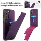For Samsung Galaxy S21+ 5G Tri-fold Holder Leather Phone Case with Card Slot(Dark Purple) - 3