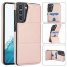 For Samsung Galaxy S21 5G Tri-fold Holder Leather Phone Case with Card Slot(Rose Gold) - 1