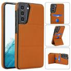 For Samsung Galaxy S21 5G Tri-fold Holder Leather Phone Case with Card Slot(Brown) - 1