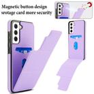 For Samsung Galaxy S21 FE 5G Tri-fold Holder Leather Phone Case with Card Slot(Light Purple) - 3