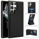 For Samsung Galaxy S22 Ultra 5G Tri-fold Holder Leather Phone Case with Card Slot(Black) - 1
