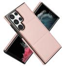 For Samsung Galaxy S22 Ultra 5G Tri-fold Holder Leather Phone Case with Card Slot(Rose Gold) - 2