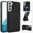 For Samsung Galaxy S22 5G Tri-fold Holder Leather Phone Case with Card Slot(Black) - 1