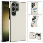 For Samsung Galaxy S23 Ultra 5G Tri-fold Holder Leather Phone Case with Card Slot(White) - 1