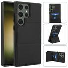 For Samsung Galaxy S23 Ultra 5G Tri-fold Holder Leather Phone Case with Card Slot(Black) - 1