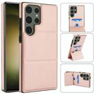 For Samsung Galaxy S23 Ultra 5G Tri-fold Holder Leather Phone Case with Card Slot(Rose Gold) - 1