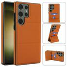 For Samsung Galaxy S23 Ultra 5G Tri-fold Holder Leather Phone Case with Card Slot(Brown) - 1