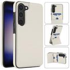 For Samsung Galaxy S23 5G Tri-fold Holder Leather Phone Case with Card Slot(White) - 1