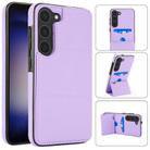 For Samsung Galaxy S23 5G Tri-fold Holder Leather Phone Case with Card Slot(Light Purple) - 1
