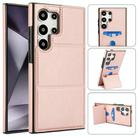 For Samsung Galaxy S24 Ultra 5G Tri-fold Holder Leather Phone Case with Card Slot(Rose Gold) - 1