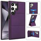 For Samsung Galaxy S24 Ultra 5G Tri-fold Holder Leather Phone Case with Card Slot(Dark Purple) - 1