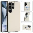 For Samsung Galaxy S25 Ultra 5G Tri-fold Holder Leather Phone Case with Card Slot(White) - 1