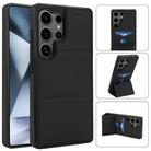 For Samsung Galaxy S25 Ultra 5G Tri-fold Holder Leather Phone Case with Card Slot(Black) - 1