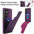 For Samsung Galaxy S25 Ultra 5G Tri-fold Holder Leather Phone Case with Card Slot(Dark Purple) - 3
