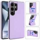 For Samsung Galaxy S25 Ultra 5G Tri-fold Holder Leather Phone Case with Card Slot(Light Purple) - 1