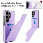 For Samsung Galaxy S25 Ultra 5G Tri-fold Holder Leather Phone Case with Card Slot(Light Purple) - 3