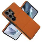 For Samsung Galaxy S25 Ultra 5G Tri-fold Holder Leather Phone Case with Card Slot(Brown) - 2
