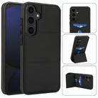 For Samsung Galaxy S25+ 5G Tri-fold Holder Leather Phone Case with Card Slot(Black) - 1