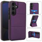 For Samsung Galaxy S25+ 5G Tri-fold Holder Leather Phone Case with Card Slot(Dark Purple) - 1