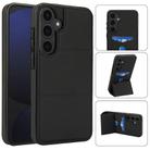 For Samsung Galaxy S25 5G Tri-fold Holder Leather Phone Case with Card Slot(Black) - 1