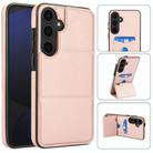 For Samsung Galaxy S25 5G Tri-fold Holder Leather Phone Case with Card Slot(Rose Gold) - 1