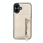 For iPhone 16 Zipper Wallet Split MagSafe Leather Back Phone Case(White) - 2