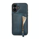 For iPhone 16 Zipper Wallet Split MagSafe Leather Back Phone Case(Blue) - 2