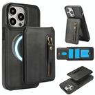 For iPhone 15 Pro Max Zipper Wallet Split MagSafe Leather Back Phone Case(Black) - 1