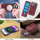For iPhone 15 Pro Max Zipper Wallet Split MagSafe Leather Back Phone Case(Red) - 3