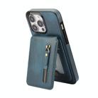 For iPhone 15 Pro Zipper Wallet Split MagSafe Leather Back Phone Case(Blue) - 2