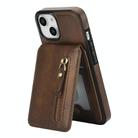 For iPhone 15 Plus Zipper Wallet Split MagSafe Leather Back Phone Case(Brown) - 2