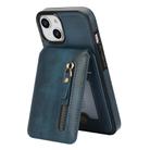 For iPhone 14 Plus Zipper Wallet Split MagSafe Leather Back Phone Case(Blue) - 2