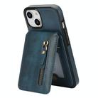 For iPhone 14 Zipper Wallet Split MagSafe Leather Back Phone Case(Blue) - 2