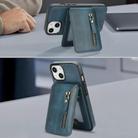 For iPhone 14 Zipper Wallet Split MagSafe Leather Back Phone Case(Blue) - 3